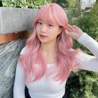 ราคา GDS Wigs วิกผมลอนสีชมพูพาสเทล มีหน้าม้า (ยาว 55 cm) (24873088548)
