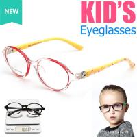 ราคา Korea เกาหลี แว่นเด็ก แฟชั่น รุ่น 8801 C-4 สีแดงกรอบใสขาเหลือง วัสดุ พีซี เกรด เอ PC A กรอบเต็ม ขาสปริง แว่นตาเด็ก (10655103637)