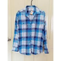 ราคา เสื้อเชิ้ตลายสก๊อต สีฟ้าเทา แขนยาว (23462188322)