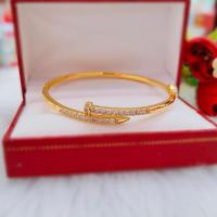 ราคา #กำไลเศษทองหุ้มลายตะปูฝังเพชร (25627703897)