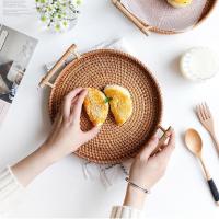 ราคา ตะกร้าหวาย ตะกร้าหวายสาน ถาดไม้หวาย ถาดไม้หวายสำหรับวางอาหาร ถาดไม้หวายทรงกลม ตะกร้าหวายสานทรงกลมพร้อมหูจับ (6079129775)