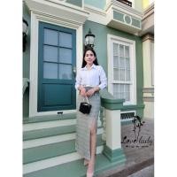 ราคา เดรสงานป้าย ชุดผ้าไทยไปวัด ชุดผ้าซิ่น ชุดผ้าถุงพิมพ์ลายไทย (7773733602)