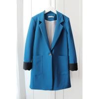ราคา [อก 40 มีตำหนิ] เสื้อเบลเซอร์/สูทเกาหลี JEIEL สีน้ำเงิน พับแขนทูโทนสีดำ (20896248308)