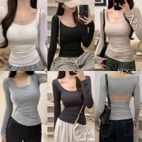 ราคา Vogueพร้อมส่ง เสื้อยืดแขนยาวคอยู เสื้อคอต่ำแขนยาวสีทึบ ยาวคอเหลี่ยม เวอร์ชั่นเกาหลีดูเพรียวขึ้น (FYA088) (24590244906)