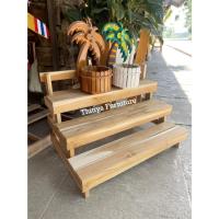 ราคา ชั้นวางของขั้นบันได ไม้สักแท้ 3 ชั้น หน้ากว้าง50ซม ชั้นวางต้นไม้ ชั้นโชว์สินค้า (24637915549)
