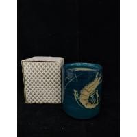 ราคา แก้วน้ำชา เนื้อเซรามิค สีเขียวครามน้ำทะเล แกะลายรูปกุ้ง (16196695918)