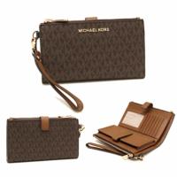 ราคา กระเป๋าคล้องมือ Jet Set Travel Double-Zip Wristlet MICHAEL KORS 35F8GTVW0BBROWN (24027806160)