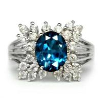 ราคา แหวนเงินแท้ 925 พลอยโทพาซ Topaz น้ำหนัก 2.36 กะรัต พลอยแท้ สีลอนดอนบลู สวยไฟดีมากค่ะ (18802143369)