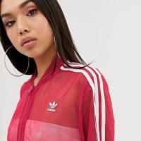 ราคา Adidas Originals Sleek mesh tulle track jacket in pink (2145927652)