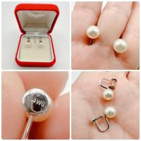 ราคา ต่างหูหนีบ แบบหมุนสกรู มุกอะโกย่าแท้ ตัวเรือนทองแท้ 14 KWG (25218369443)