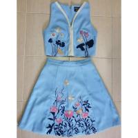 ราคา เดรสป้ายบนAREEYA งานปักดอก2ชิ้น(เสื้อ+กระโปรง)​ไซส์​S (5479093681)