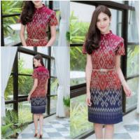 ราคา เดรสผ้า​ฝ้ายหมักโคลนพิมพ์ลายมัดหมี่ (6252550390)