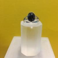 ราคา แหวนนิล เงินแท้ 925 นิลแท้กาญจนบุรี ทรงไข่ ตัวเรือนชุบทองคำขาว (3324678821)