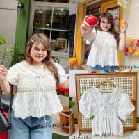 ราคา LD เสื้อแขนตุ๊กตา สม็อคอก ผ้าฉลุลายดอกไม้ ไซส์ใหญ่ สาวอวบ (26662283762)