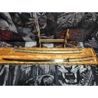 ราคา ดาบซามูไร ดาบคาตานะ ซามูไร คาตานะ ชิราซายะ T10 หุ้มหนังสีทอง เปิดคม 100% (26411180905)