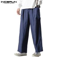 ราคา INCERUN กางเกงขายาวลำลอง ขากว้าง ผ้าฝ้าย ผ้าลินิน สไตล์วินเทจ (4307729719)