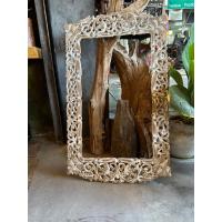 ราคา กระจกไม้สัก วินเทจ สี่เหลี่ยมสีขาวขัด กว้าง 60 cm Xสูง 90 cm หนา 1.5 cm กระจกส่อง แกะสลัก กรอบไม้สัก แขวนติดผนัง (22155013049)