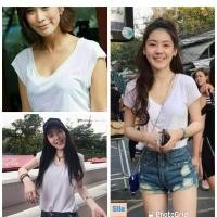 ราคา เสื้อคอวีผ้าเรย่อน ป้ายTOPSHOP (2448738018)