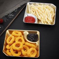 ราคา จานเฟรนฟราย จานเกี๊ยวซ่า พร้อมช่องใส่ซอส จานออเดิร์ฟ(สีทอง)ถาดหลุมสแตนเลสพร้อมส่ง (22167728654)