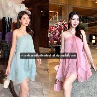 ราคา งานป้าย Stylista เดรสออกงาน เดรสสั้นเกาะอกแต่งสายเดี่ยวระบายพริ้วๆเป็นชั้น ทรงสวยเรียบหรู (27771856209)