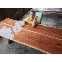 ราคา โต๊ะไม้ประดู่ลาย ก79xย206xส73 หนา 2" (18572716088)