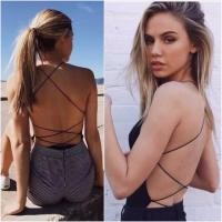 ราคา สายเดี่ยวบอดี้สูทสายไขว้หลังเป้าเปิดได้ (3553681330)