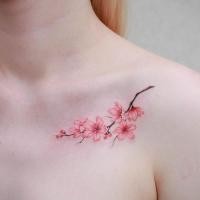 ราคา ลายดอกพีชวาดด้วยมือสติกเกอร์รอยสักกระดูกไหปลาร้าเซ็กซี่กันน้ำลายดอกพลัมโบราณลายดอกซากุระแขนสติกเกอร์รอยแผลเป็น (28613715630)