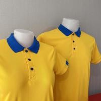 ราคา เสื้อโปโลสีเหลืองเข้ม ปกน้ำเงิน เนื้อผ้านุ่ม สวมใส่สบาย แบบหญิง ทรงเข้ารูป แบบชาย ทรงตรง ไม่มีกระเป๋าที่หน้าอก (9663188524)