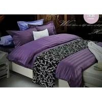 ราคา ชุดผ้าปูที่นอน ผ้าปูที่นอน ชุดเครื่องนอนครบเซต 5 ชิ้น พร้อมผ้านวมหนา 6 ฟุต ลายริ้ว สีม่วงเข้ม (1710893978)