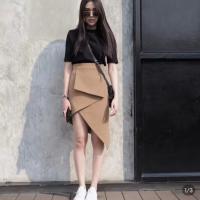 ราคา Twotwice - Asymmetric Skirt กระโปรงสีน้ำตาล (25703375430)