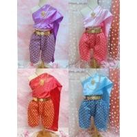 ราคา ชุดไทยเด็กพร้อมส่ง สไบผ้าไหมเทียม เข้าคู่กับโจงกระเบนผ้าลายไทย (23389706806)