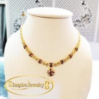 ราคา Inspire Jewelry ,สร้อยคอทองสังวาลย์รูปดอกไม้ฝังพลอยนพเก้า ยาว 18นิ้ว ตามแบบ ปราณีตมาก งานแฟชั่น สีทอง สีแดง สำหรับประดับ (9682341610)
