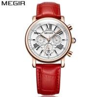 ราคา นาฬิกาข้อมือสายหนังสีสันสดใส megir (1734118247)