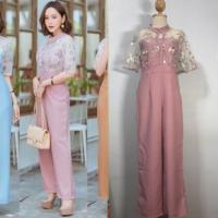 ราคา จั๊มสูทขายาว งานผ้าแก้วปักดอกไม้สีชมพู หวานๆ จั๊มออกงาน จั๊มไปงานแต่ง (2426797785)