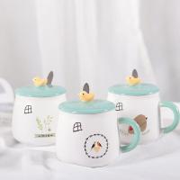 ราคา แก้ว แก้วน้ำ 401-500 มล. แก้วน้ำพร้อมฝาปิด มีหูจับ ใส่ร้อน-เย็นได้ แถมหลอดซิลิโคน ลายการ์ตูนน่ารัก แก้วเซรามิค (22036051659)