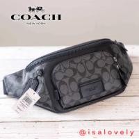 ราคา Isa Lovely Shop COACH C3765 TRACK BELT IN SIGNATURE CANVAS Color: QB/CHARCOAL/BLACK (23763986235)