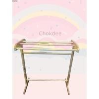 ราคา ราวแขวนผ้า ราวตากผ้า ที่ตากผ้า วัสดุไม้แข็งแรง ราวไม้ยางพารา4เส้น สีธรรมชาติ ขนาด 32 x 74 x 90 cm (26518359270)