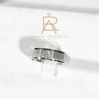 ราคา แหวนเงินแท้ แหวนชาย ฝังเพชร Moissanite 0.3 กะรัต ชุบทองคำขาว ตัวเรือนทำลาย (28423709743)