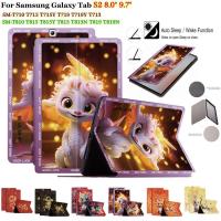 ราคา For Samsung Galaxy Tab S2 8.0" 9.7" SM-T710 T715 T715Y T719 T719Y T713 SM-T810 T815 T815Y T813 T813N T819 T819N Fashion Tablet Case Cute Cartoon Series Anime Pattern Flip Stand Cas (25961415503)