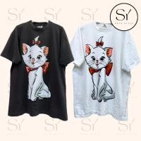 ราคา เสื้อยืดผ้าฟอก แมวMarie Ribbon (23189182341)