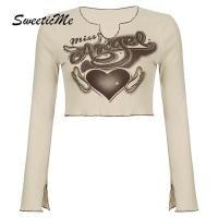 ราคา Sweeticme ใหม่ เสื้อยืดลําลอง แขนยาว คอวี ทรงสลิมฟิต พิมพ์ลาย เซ็กซี่ แฟชั่นสําหรับสตรี 2022 (21949577187)