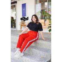 ราคา กางเกงสาวอวบ กางเกงวอร์ม แต่งแถบขาว3เส้น มีกระเป๋า2ข้าง Bigsize (19178840643)