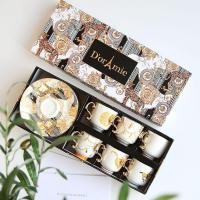 ราคา Retro ขนาดเล็กหรูหราตุรกีถ้วยกาแฟและจานรองชุดชาของขวัญกล่องของขวัญชาดอกไม้ถ้วยถ้วยกาแฟชุด 6 ชิ้น (29205636787)