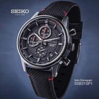 ราคา นาฬิกาข้อมือผู้ชาย Seiko Chronograph Quartz รุ่น SSB315P1 หน้าปัดสีดำ ตัวเรือนสแตนเลส สายผ้าสีดำ รับประกันของแท้ 100 % (6853288431)