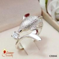 ราคา แหวนเงินแท้ 92.5% รูปโลมาประดับเพชร cz แบบน่ารักๆ (CZ0044) (287128835)