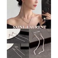 ราคา แบรนด์ใหม่ของแท้ SAINT LAURENT / YSL โลโก้ Rhinestone Drop Earrings (26350132219)