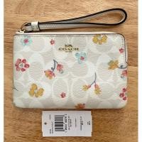 ราคา Coach CORNER ZIP WRISTLETคล้องมือ 1 zip S ลายC สีขาวดอกไม้ แท้มือสอง (23169952256)