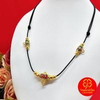 ราคา สร้อยคอพระเชือกร่มคั่นเม็ดลงยา ฟรีไซส์ ปรับขนาดได้ตามต้องการ ห้อยพระได้ 3 องค์ (23173955240)