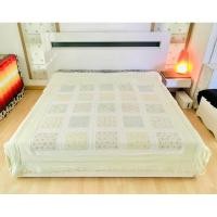 ราคา ผ้านวม ขนาด 6.5ฟุต สีเขียวอ่อนตารางลายดอกวินเทจมีระบายรอบด้าน สไตล์วินเทจ ยี่ห้อ Arnaldo Bassini มือสองขายตามสภาพ (24653131085)