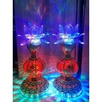 ราคา โคมไฟหมุนดอกบัว โคมไฟหมู่บูชาหมุนสีทอง ราคา/1ชิ้น (29217216728)